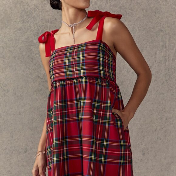 Francesca's Tie Strap Pleated Mini Dress Small - Picture 1 of 4